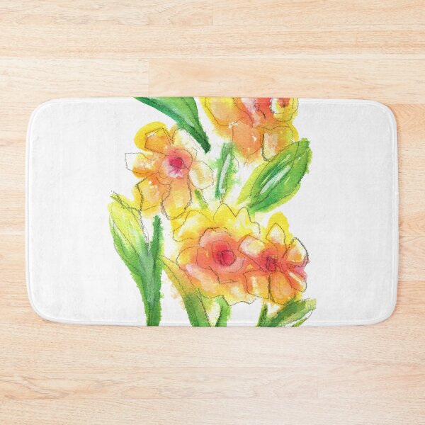 Item preview, Bright yellow daffodils watercolor line and wash painting designed and sold by AnissaF.