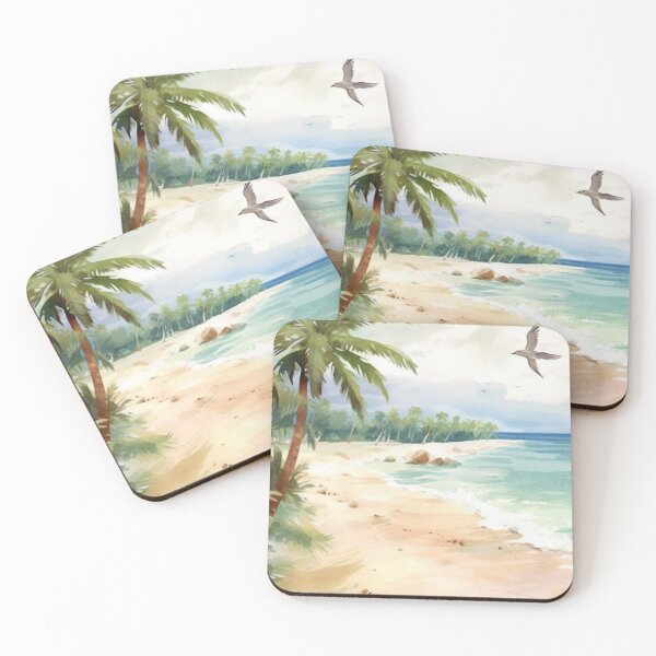 Item preview, Tropical Seaside Illustration: Digital Airbrushed Watercolor Art designed and sold by Brand Uno Studio.
