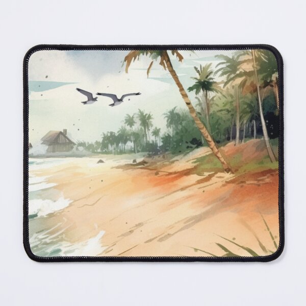 Item preview, Dynamic Watercolor Illustration: Tropical Beach and Palm Trees in Graphic Novel Style designed and sold by Brand Uno Studio.