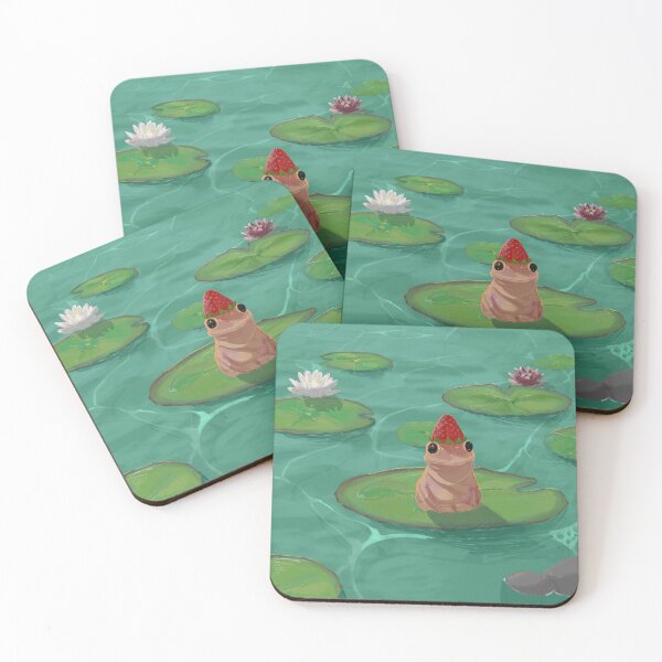 Item preview, Frog with Strawberry having fun in a lily pad designed and sold by EBREH.