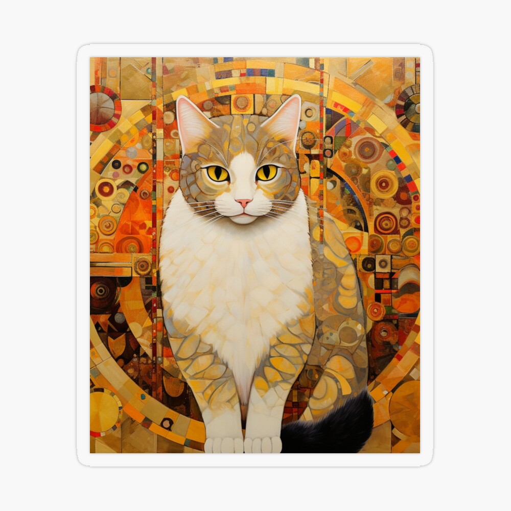 Lady With Fan and Cat, Vintage Gustav Klimt Art Print, All Purpose
