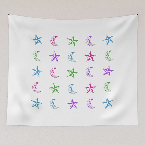 Item preview, colorful retro stars and moon designed and sold by KacperStore.
