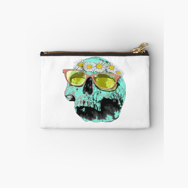 Item preview, Mint skull (side view) with daisy crown & pink glasses designed and sold by Whimsy Trail Co.