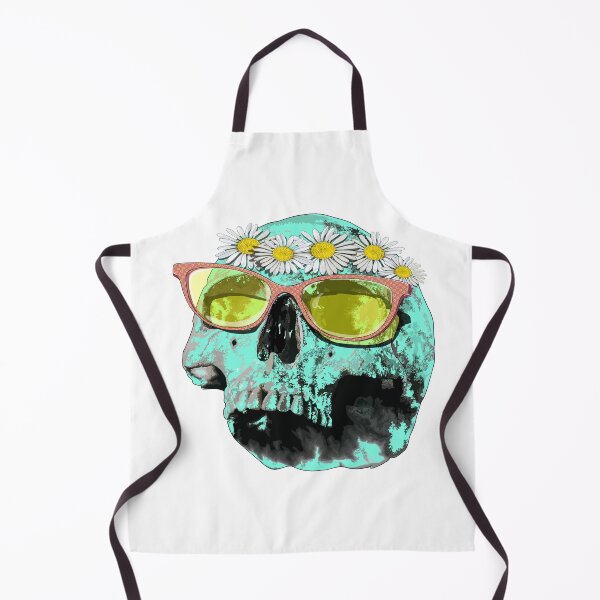 Item preview, Mint skull (side view) with daisy crown & pink glasses designed and sold by Whimsy Trail Co.