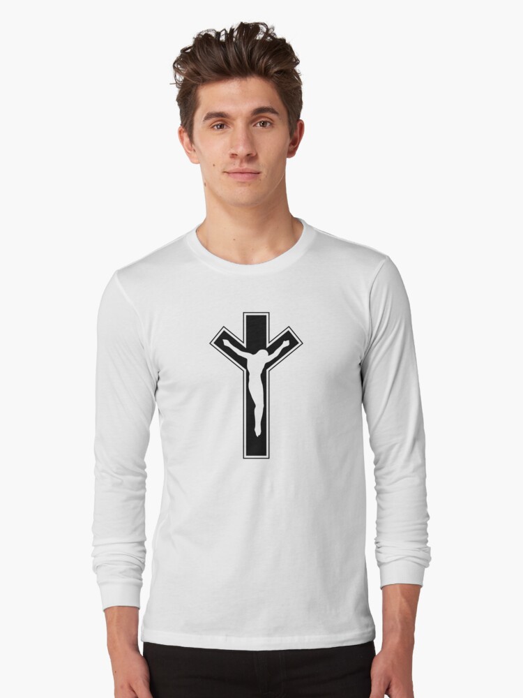 Thumbnail 1 of 5, Long Sleeve T-Shirt, Cross (in black) designed and sold by ANGELSONLY.