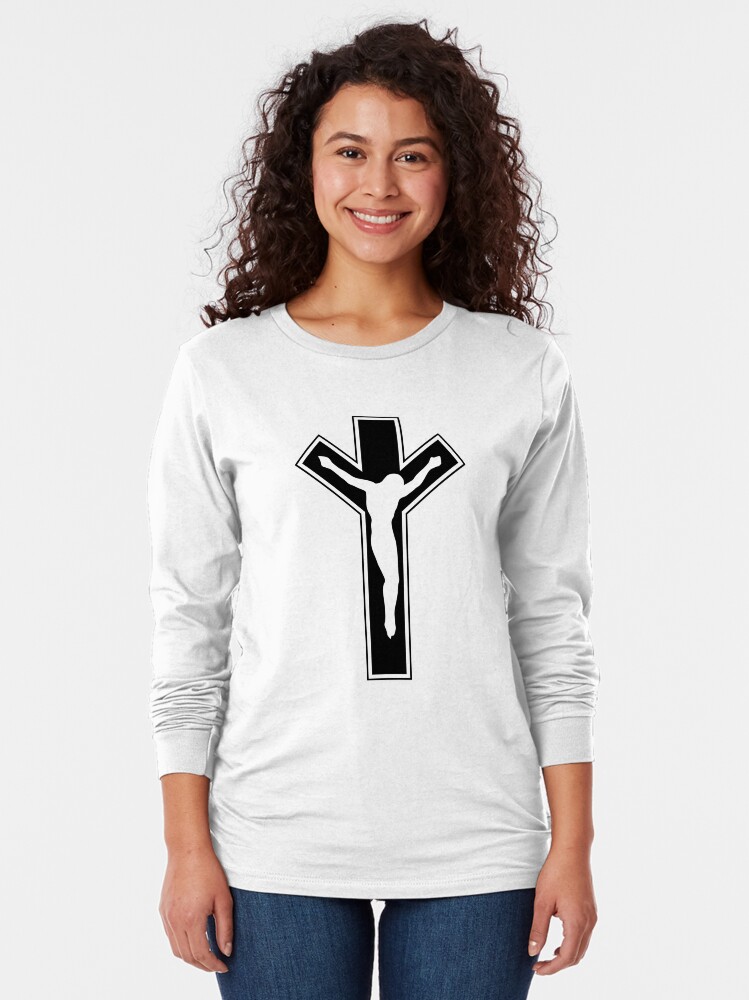 Thumbnail 2 of 5, Long Sleeve T-Shirt, Cross (in black) designed and sold by ANGELSONLY.