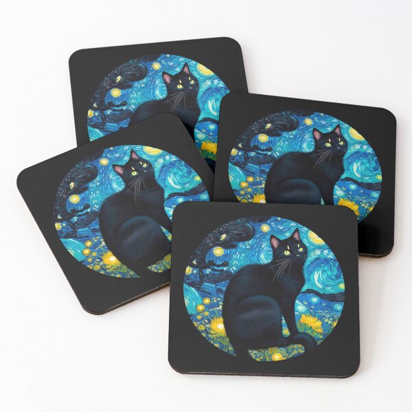 Item preview, Van gogh Starry Night Black Cat designed and sold by Vangoholic.