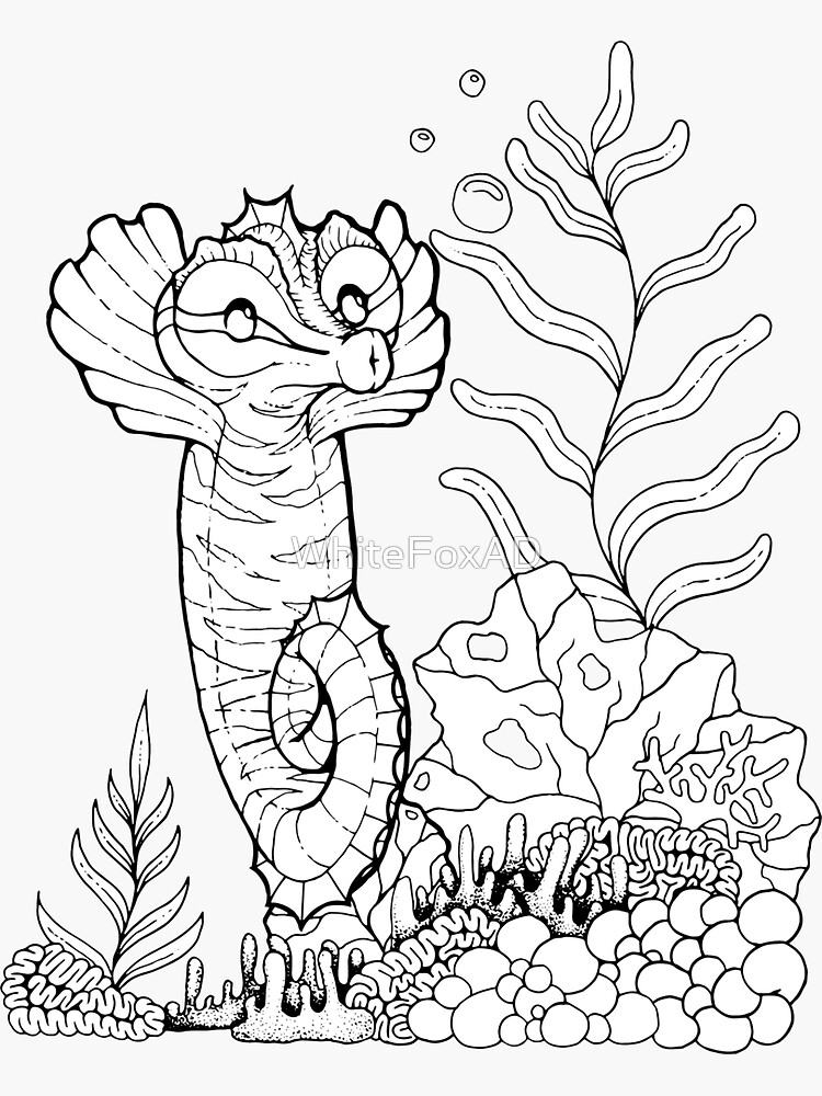 Color Your Striped Seahorse Sticker For Sale By Whitefoxad Redbubble