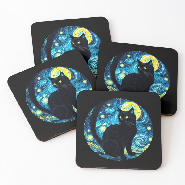 Item preview, Van gogh Starry Night Black Cat designed and sold by Vangoholic.