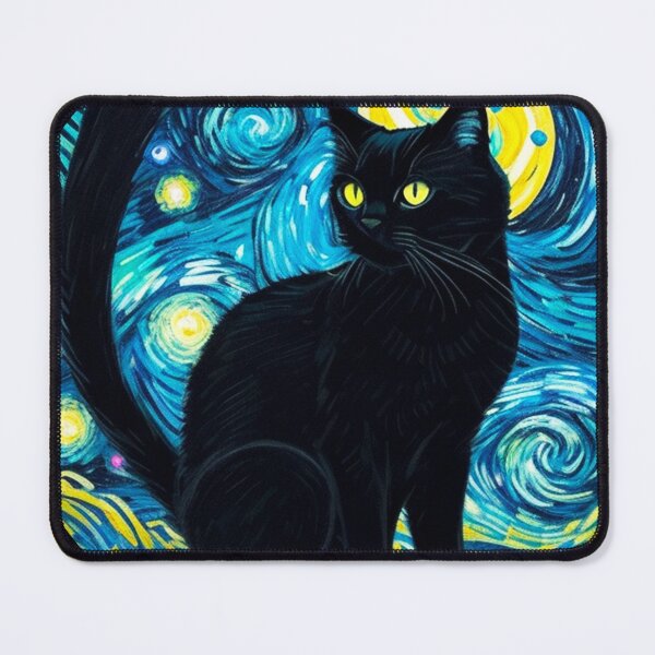 Item preview, Van gogh Starry Night Black Cat designed and sold by Vangoholic.