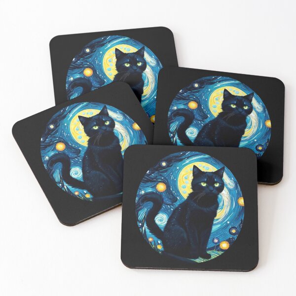 Item preview, Van gogh Starry Night Black Cat designed and sold by Vangoholic.