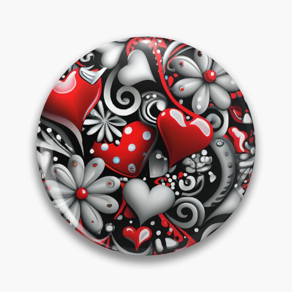 Item preview, Hearts & Pearls in Vibrant Hues: A Symphony of Red, Black, and White designed and sold by Rebekkahsdesign.
