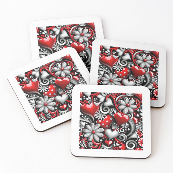 Item preview, Hearts & Pearls in Vibrant Hues: A Symphony of Red, Black, and White designed and sold by Rebekkahsdesign.