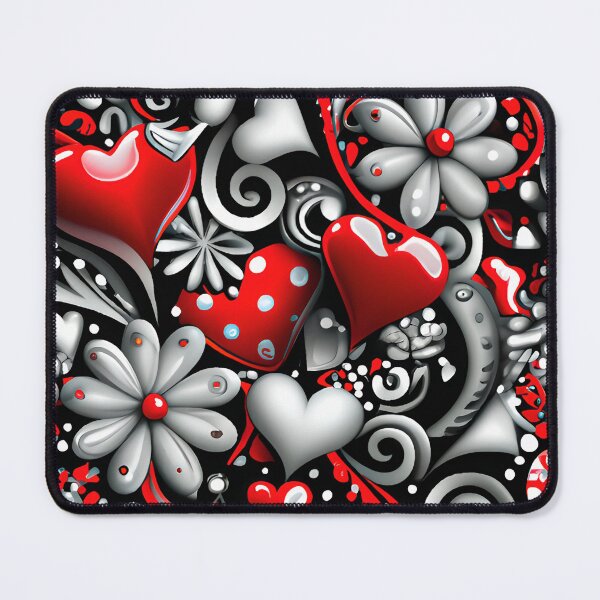 Item preview, Hearts & Pearls in Vibrant Hues: A Symphony of Red, Black, and White designed and sold by Rebekkahsdesign.