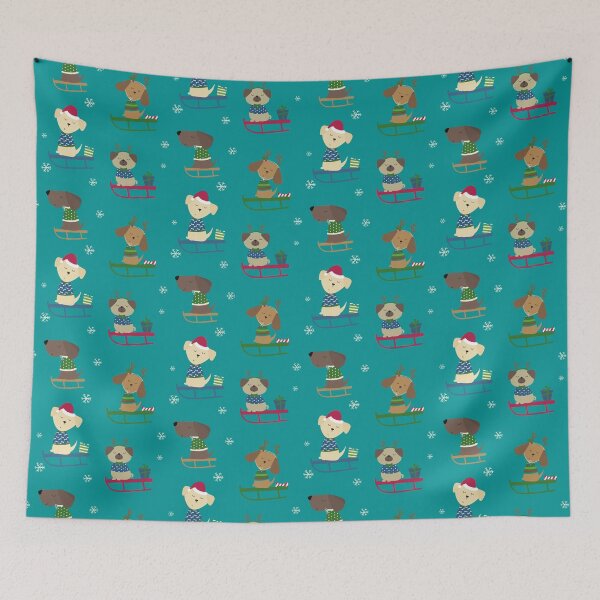 Item preview, Cute Christmas Holiday Dogs on Sleds Pattern designed and sold by sweetbelle.
