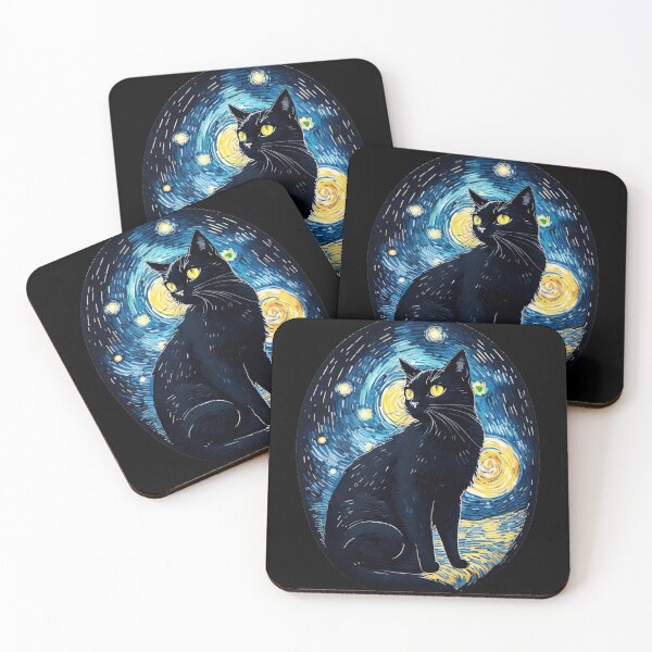 Item preview, Van gogh Starry Night Black Cat designed and sold by Vangoholic.