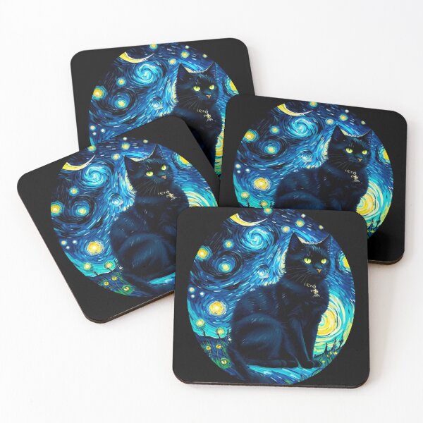 Item preview, Van gogh Starry Night Black Cat designed and sold by Vangoholic.