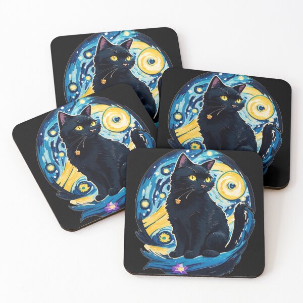 Item preview, Van gogh Starry Night Black Cat designed and sold by Vangoholic.