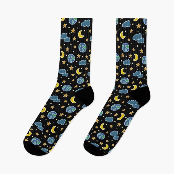 Item preview, Night sky with moon, stars, clouds and planet pattern designed and sold by mariakostory.