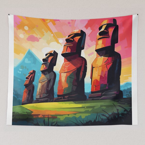 Item preview, A Pop Art Travel Print of Easter Island - Chile designed and sold by StudioRedKoala.