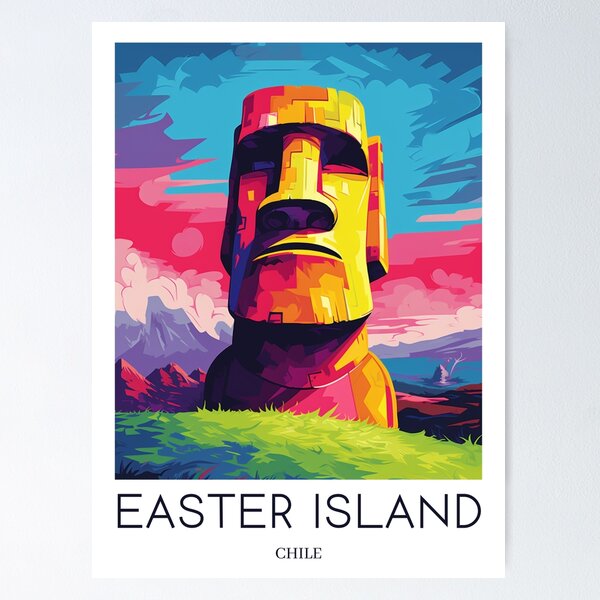 Item preview, A Pop Art Travel Print of Easter Island - Chile designed and sold by StudioRedKoala.