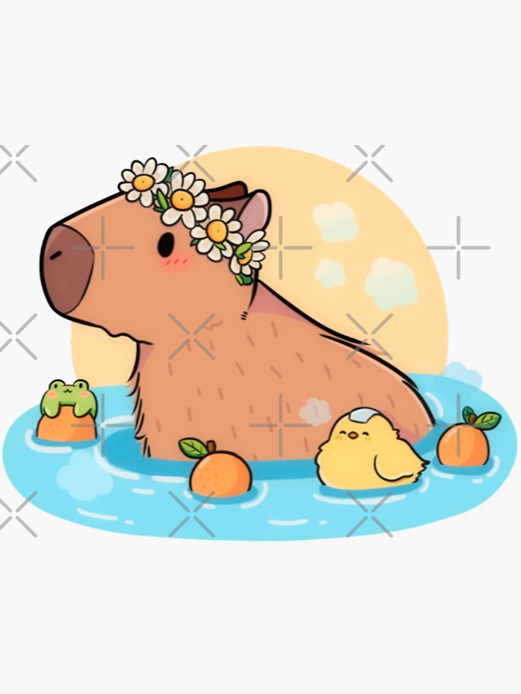 Cute funny capybara with a doughnut for capybara lovers Sticker for Sale  by Yarafantasyart in 2023