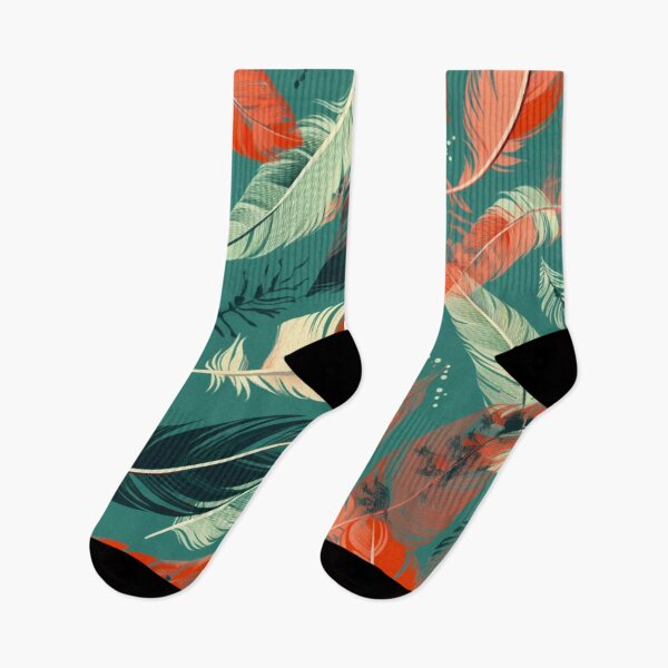 Item preview, Feathers - Coral, teal, beige, gray, silver 3 designed and sold by Highlandkings.