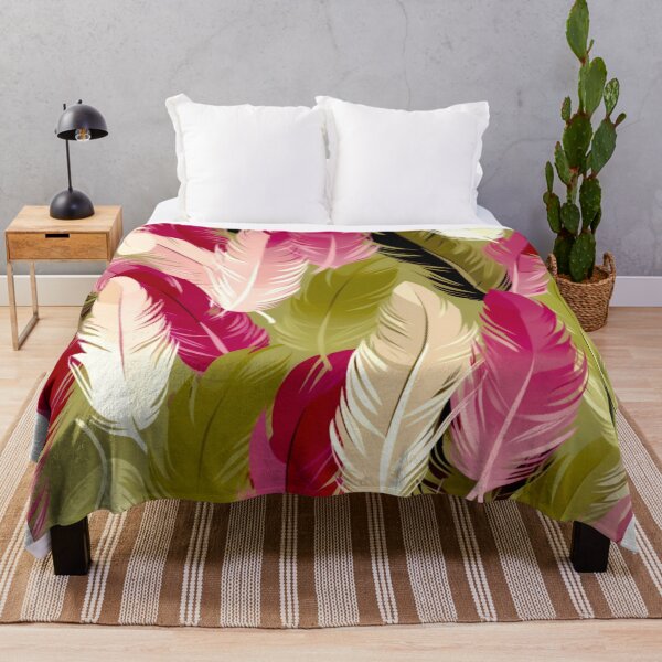 Item preview, Feathers - Fuchsia, olive green, beige, cream, silver designed and sold by Highlandkings.