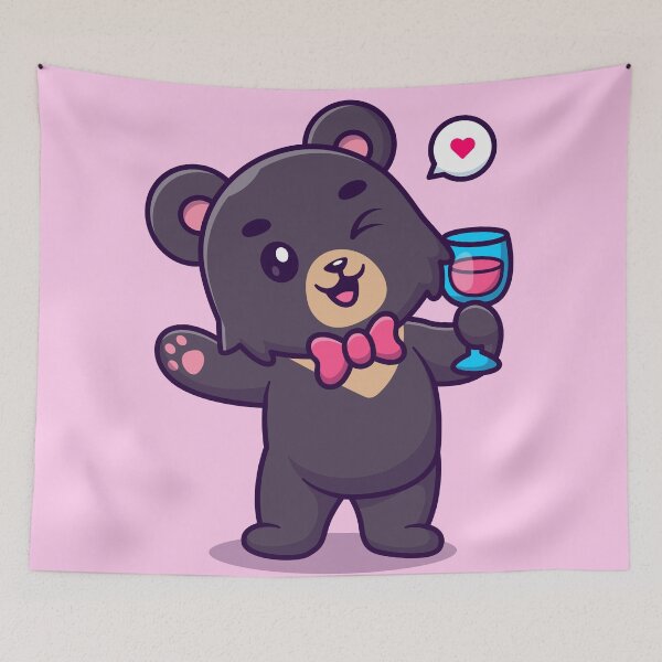 Item preview, Cute Black Bear Drinking Juice - Cartoon Vector Icon Illustration designed and sold by hjian8219.