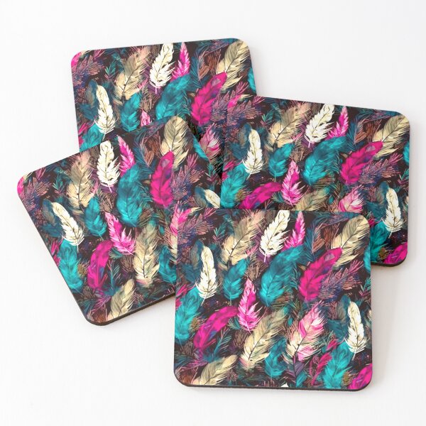 Item preview, Feathers - Fuchsia, teal, beige, gray, black 2 designed and sold by Highlandkings.