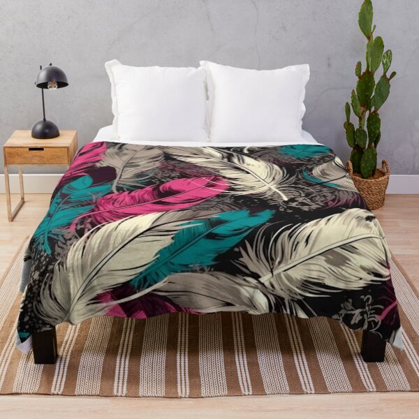 Item preview, Feathers - Fuchsia, teal, beige, gray, black 3 designed and sold by Highlandkings.