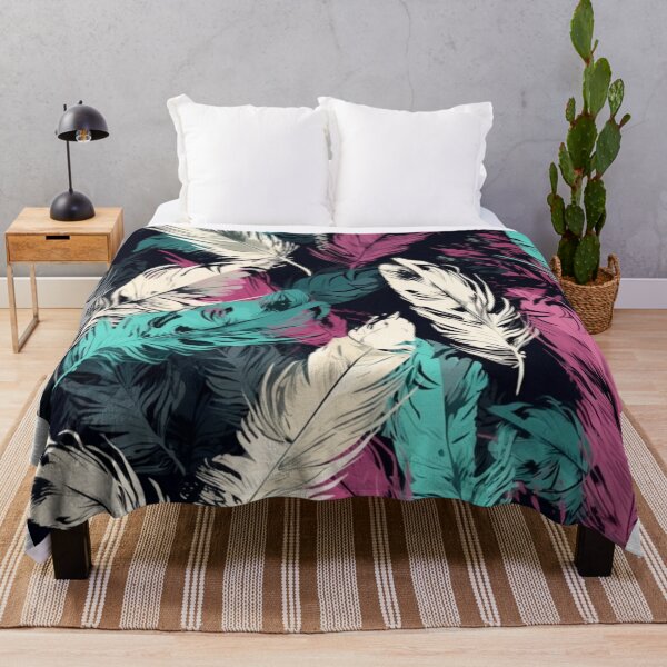 Item preview, Feathers - Fuchsia, teal, beige, gray, black 4 designed and sold by Highlandkings.