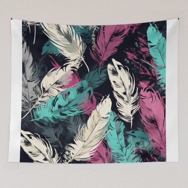 Artikelvorschau, Feathers - Fuchsia, teal, beige, gray, black 4 entworfen und verkauft von Highlandkings.
