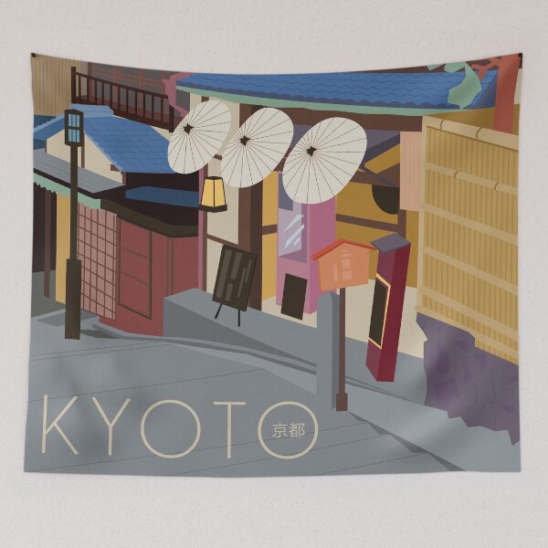 Item preview, Art Deco inspired travel poster - kyoto Japan designed and sold by MariOyama.