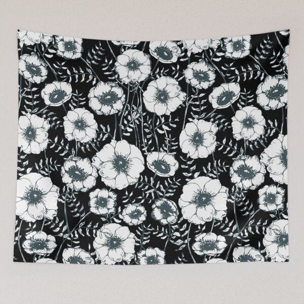 Item preview, Black and White Blooming Anemone Garden designed and sold by GemStudios.