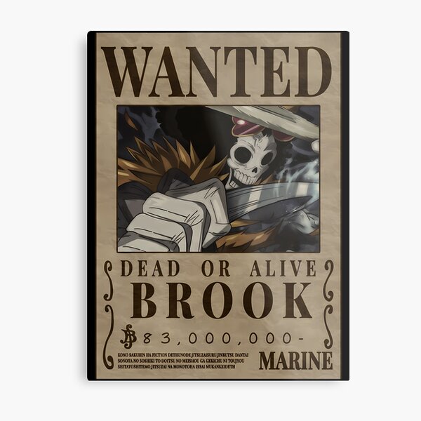 Brook Wanted Poster One Piece Metal Print for Sale by One Piece Bounty  Poster