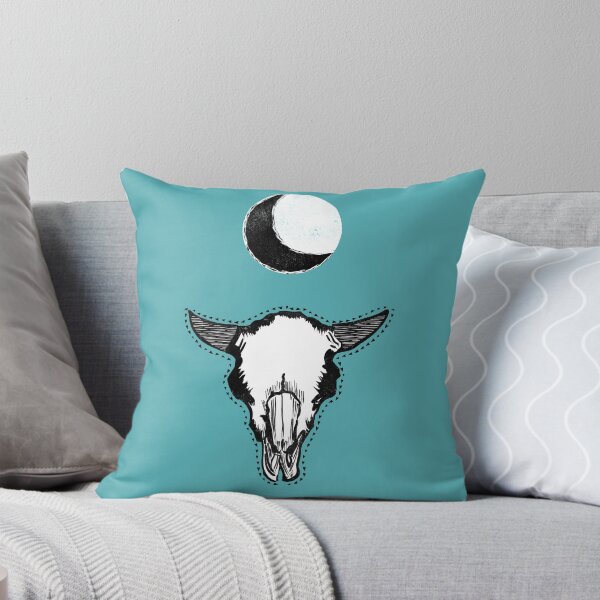 Item preview, Cattle Skull and Moon Block Print designed and sold by ConfettiCreate.