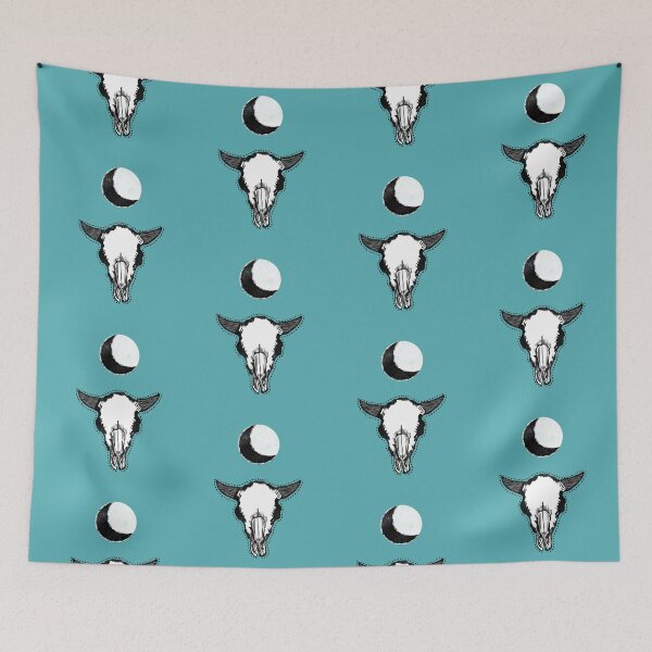 Item preview, Cattle Skull and Moon Block Print designed and sold by ConfettiCreate.