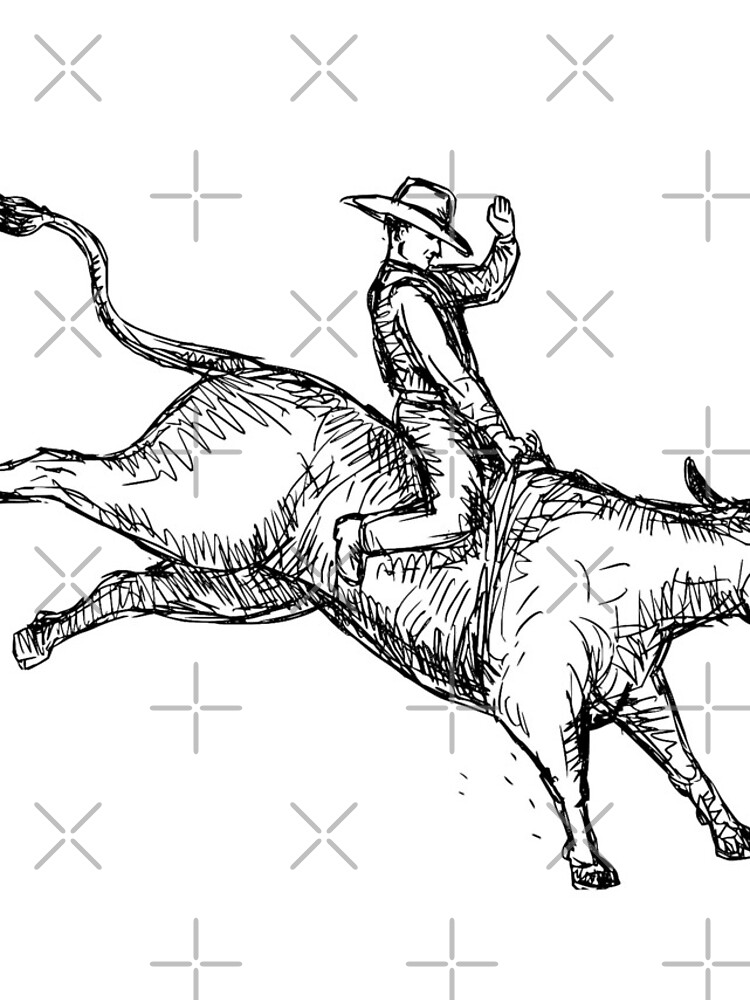 Thumbnail 4 of 4, iPhone Case, Bull Riding Rodeo Cowboy Drawing designed and sold by patrimonio.