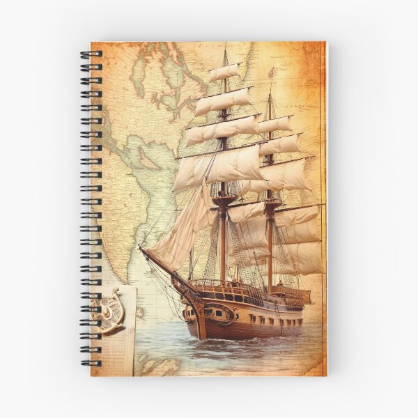 Item preview, Dive into the Past - Antique Yacht on a Retro Map designed and sold by Piotrek0001.