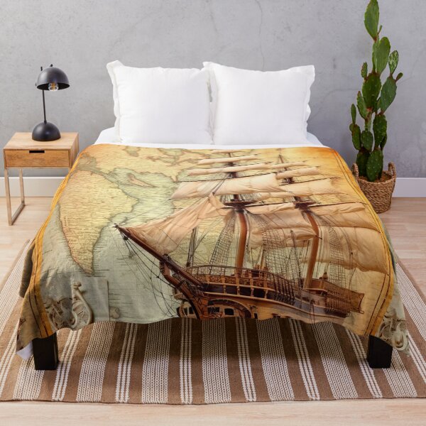 Item preview, Dive into the Past - Antique Yacht on a Retro Map designed and sold by Piotrek0001.