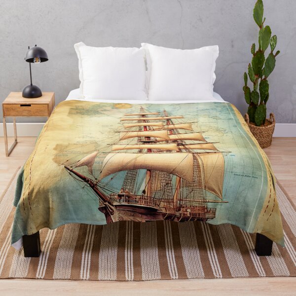 Item preview, Dive into the Past - Antique Yacht on a Retro Map designed and sold by Piotrek0001.