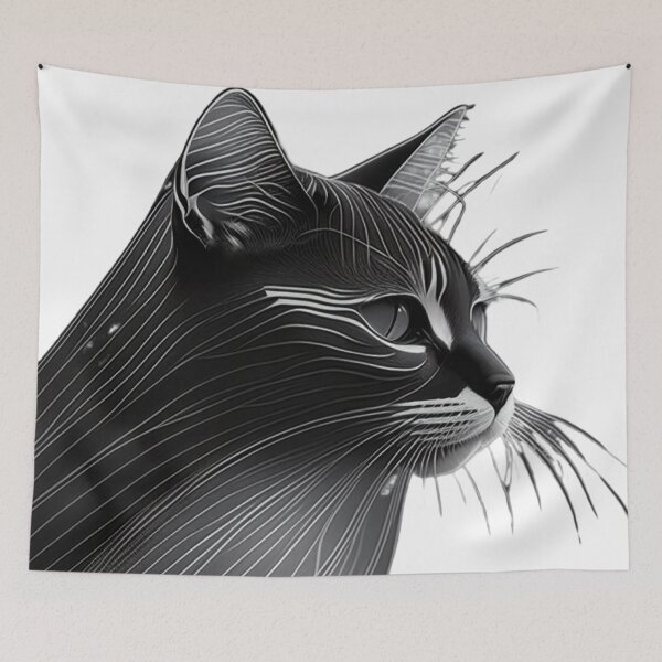 Item preview, Black cat , lines, minimalism  designed and sold by Arte-Vivo.
