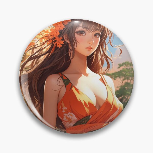 Item preview, Hermosa chica anime con vestido naranja designed and sold by 1Celery.