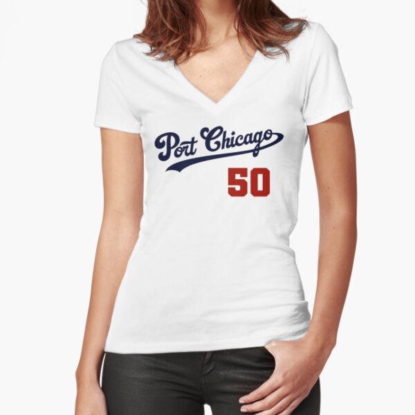 Port Chicago 50 Graphic (Navy/Red) Fitted V-Neck T-Shirt