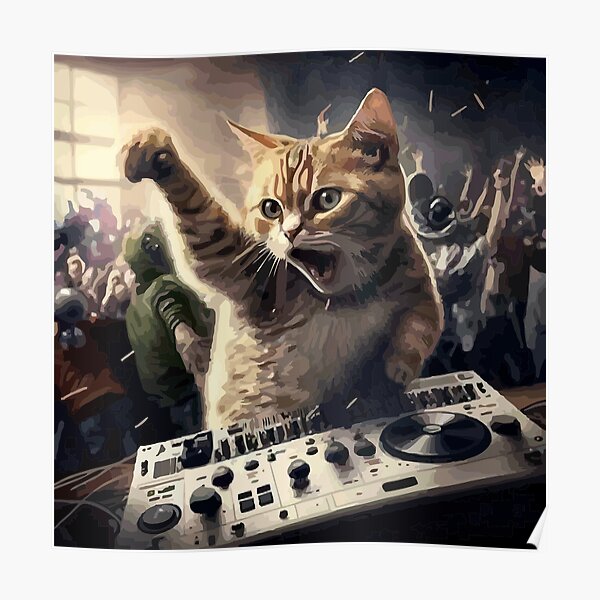 Cat DJ Music Kitten Rave Disco Kitty Animal Pet Gift Digital Art