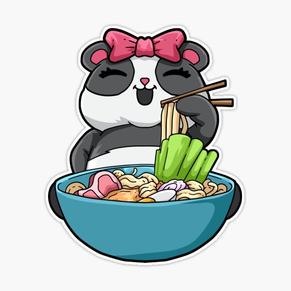 Kawaii Cute Anime Panda Otaku Japanese Ramen Noodles Gift - Kawaii Anime  Panda - Sticker