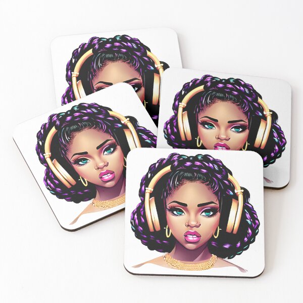Item preview, A Stunning Realistic African American Rapper Woman Wearing Headphones designed and sold by Quirky Gaps.