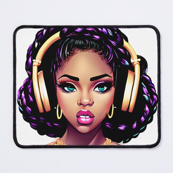 Item preview, A Stunning Realistic African American Rapper Woman Wearing Headphones designed and sold by Quirky Gaps.