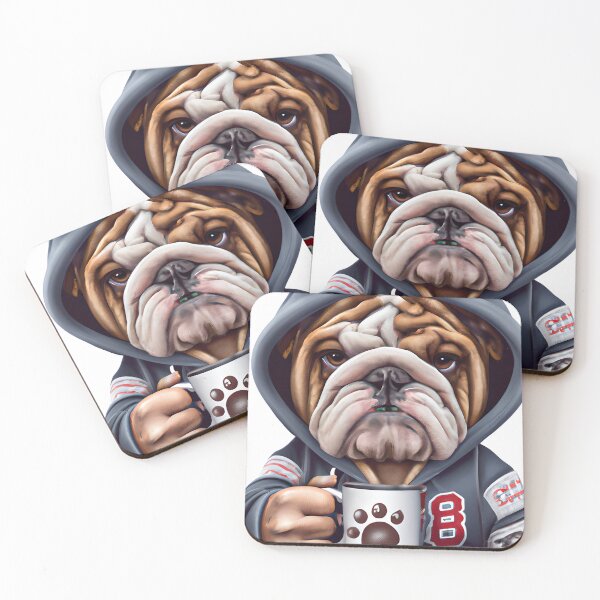 Item preview, Grumpy English Bulldog in Hoody Holding designed and sold by Quirky Gaps.